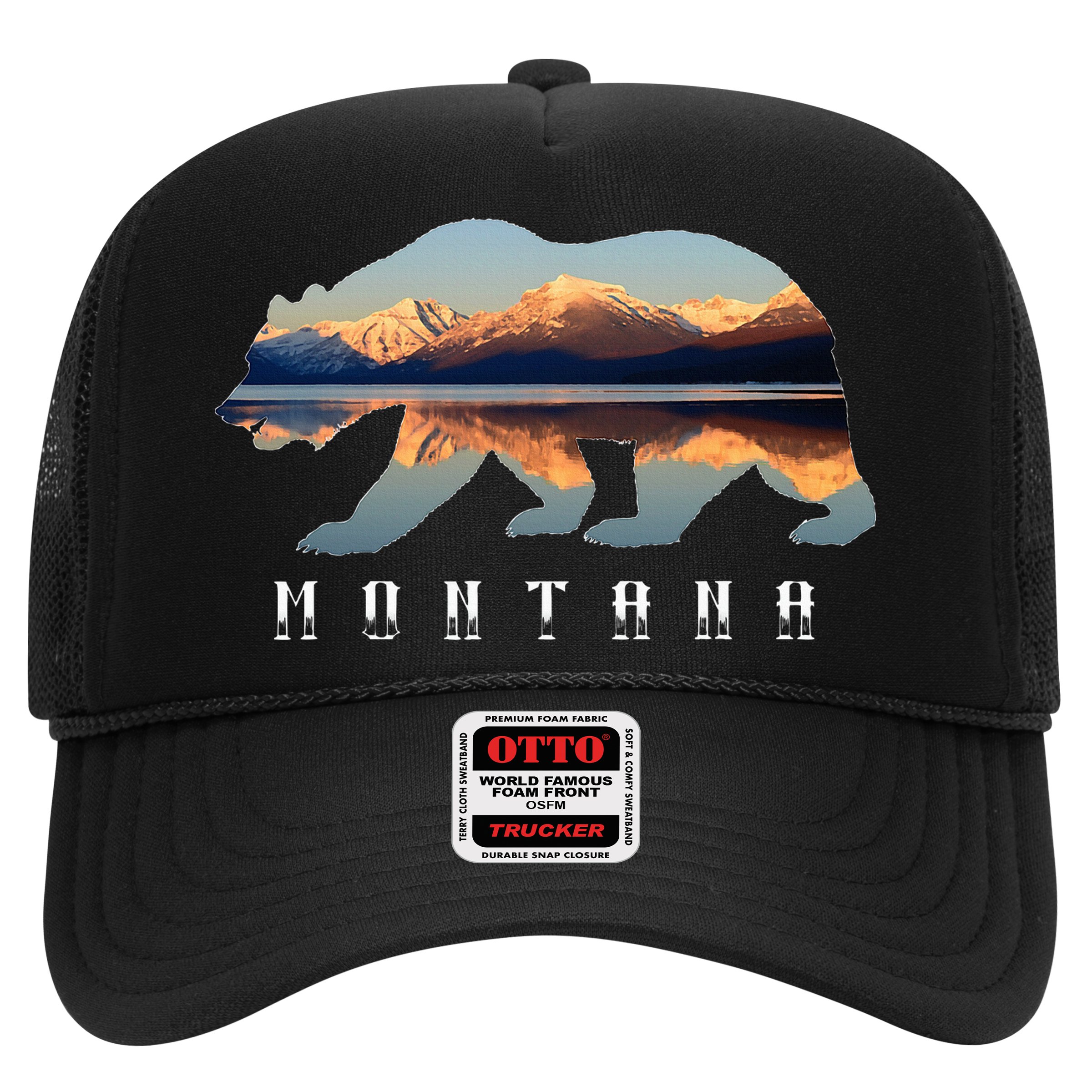 Montana Bear With Glacier National Park Lake Image Souvenir Hat