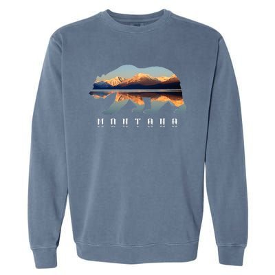 Montana Bear With Glacier National Park Lake Image Souvenir Garment-Dyed Sweatshirt