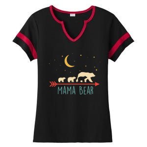 Mama Bear With 3 Cubs Hoodie Mama Bear Hooded Ladies Halftime Notch Neck Tee