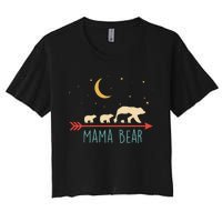 Mama Bear With 3 Cubs Hoodie Mama Bear Hooded Women's Crop Top Tee