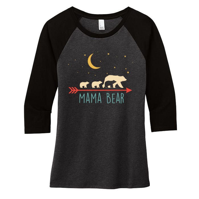 Mama Bear With 3 Cubs Hoodie Mama Bear Hooded Women's Tri-Blend 3/4-Sleeve Raglan Shirt