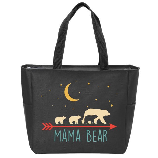 Mama Bear With 3 Cubs Hoodie Mama Bear Hooded Zip Tote Bag