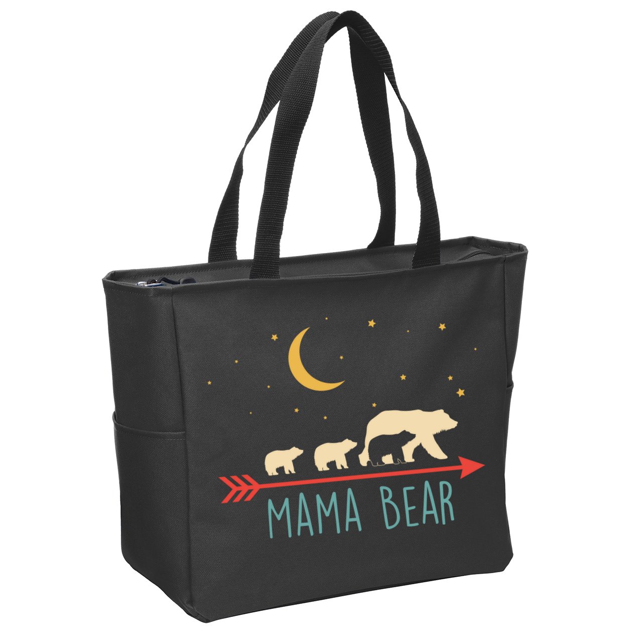 Mama Bear With 3 Cubs Hoodie Mama Bear Hooded Zip Tote Bag