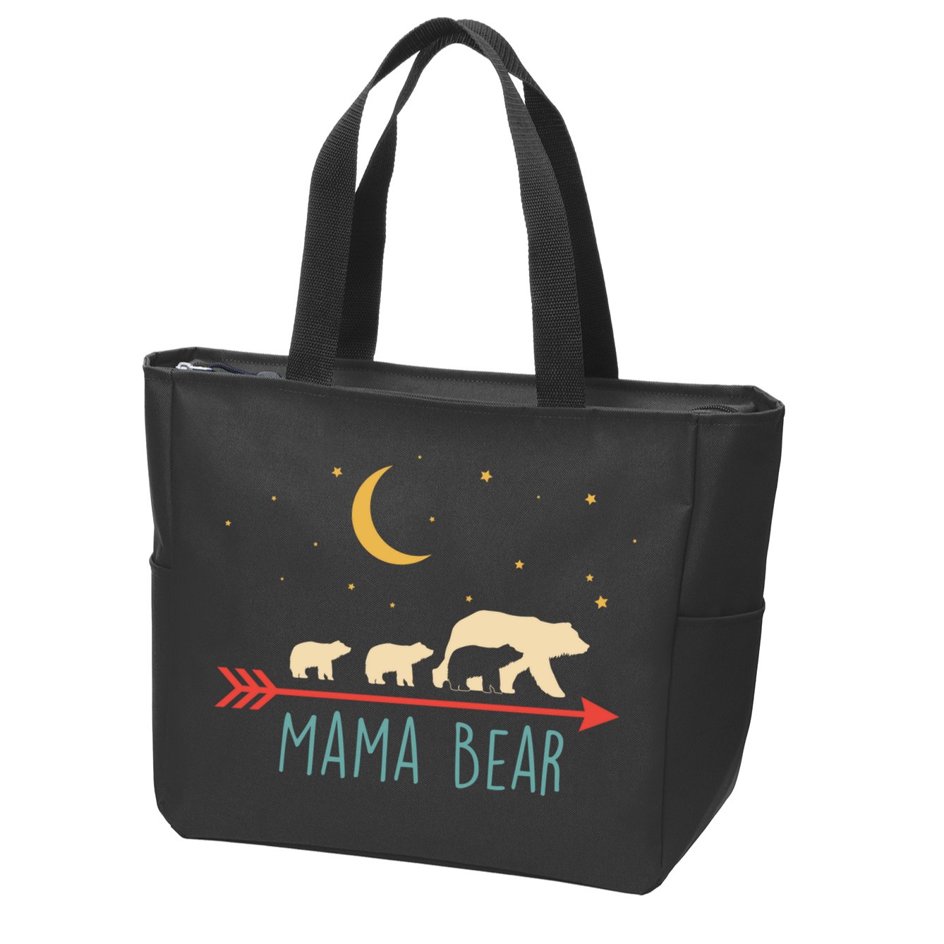 Mama Bear With 3 Cubs Hoodie Mama Bear Hooded Zip Tote Bag