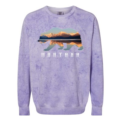 Montana Bear With Glacier National Park Lake Image Souvenir Colorblast Crewneck Sweatshirt