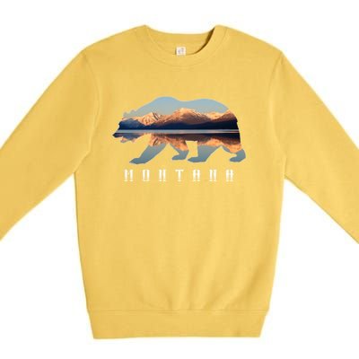 Montana Bear With Glacier National Park Lake Image Souvenir Premium Crewneck Sweatshirt