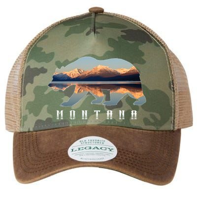 Montana Bear With Glacier National Park Lake Image Souvenir Legacy Tie Dye Trucker Hat