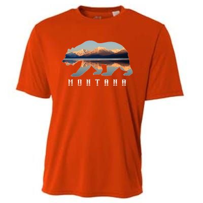 Montana Bear With Glacier National Park Lake Image Souvenir Cooling Performance Crew T-Shirt