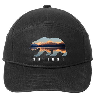Montana Bear With Glacier National Park Lake Image Souvenir 7-Panel Snapback Hat