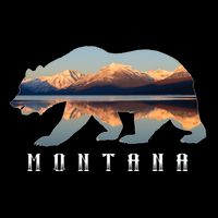 Montana Bear With Glacier National Park Lake Image Souvenir Bucket Hat