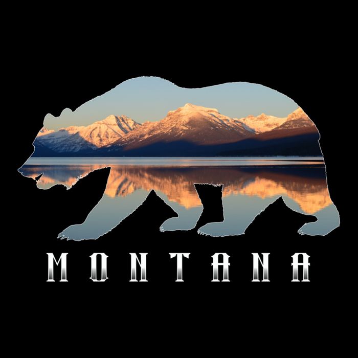Montana Bear With Glacier National Park Lake Image Souvenir Bucket Hat