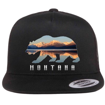 Montana Bear With Glacier National Park Lake Image Souvenir Flatbill Hat