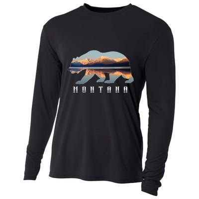 Montana Bear With Glacier National Park Lake Image Souvenir Cooling Performance Long Sleeve Crew