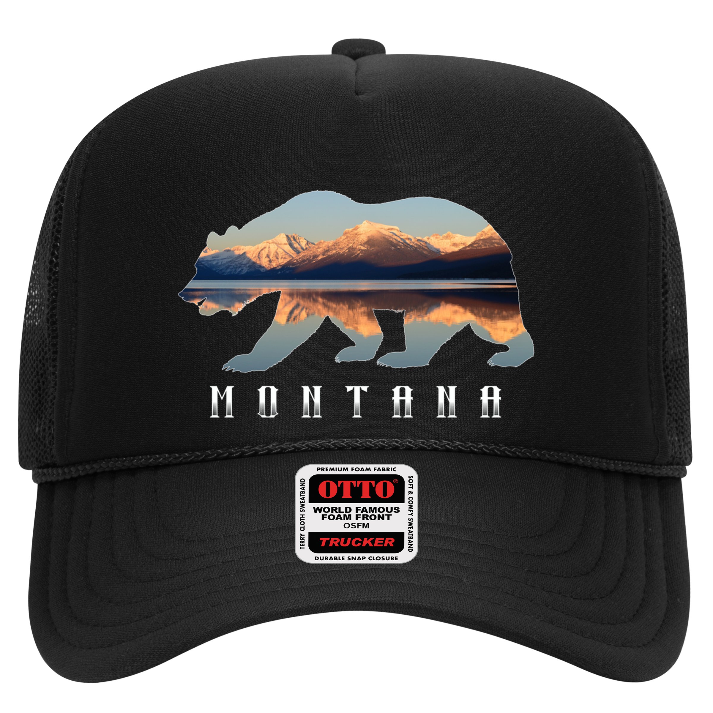Montana Bear With Glacier National Park Lake Image Souvenir Hat