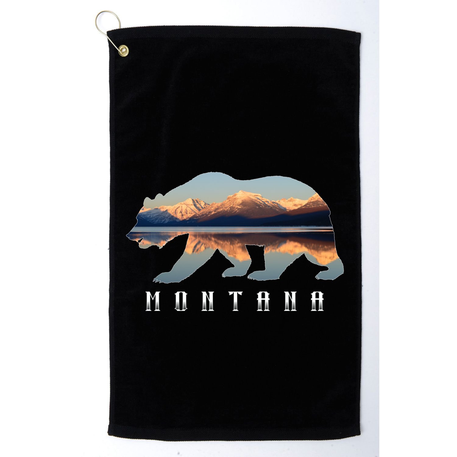 Montana Bear With Glacier National Park Lake Image Souvenir Golf Towel