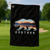 Montana Bear With Glacier National Park Lake Image Souvenir Golf Towel