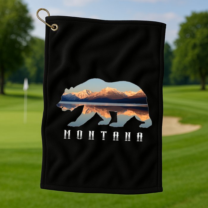 Montana Bear With Glacier National Park Lake Image Souvenir Golf Towel