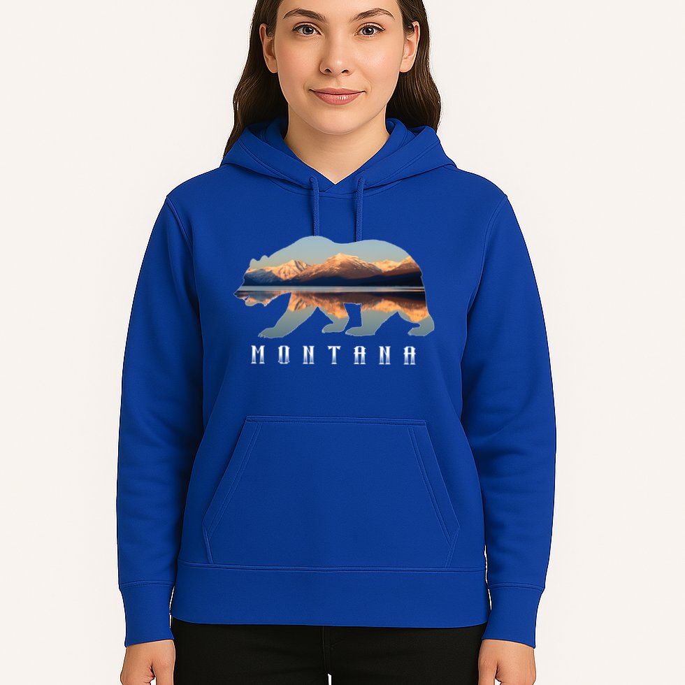 Montana Bear With Glacier National Park Lake Image Souvenir Hoodie