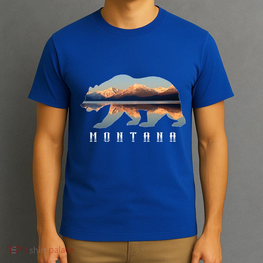Montana Bear With Glacier National Park Lake Image Souvenir T-Shirt