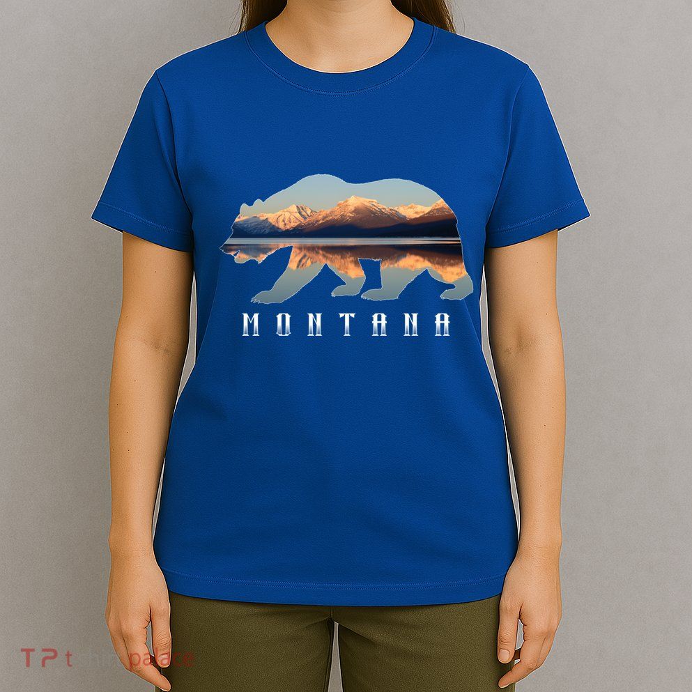 Montana Bear With Glacier National Park Lake Image Souvenir T-Shirt