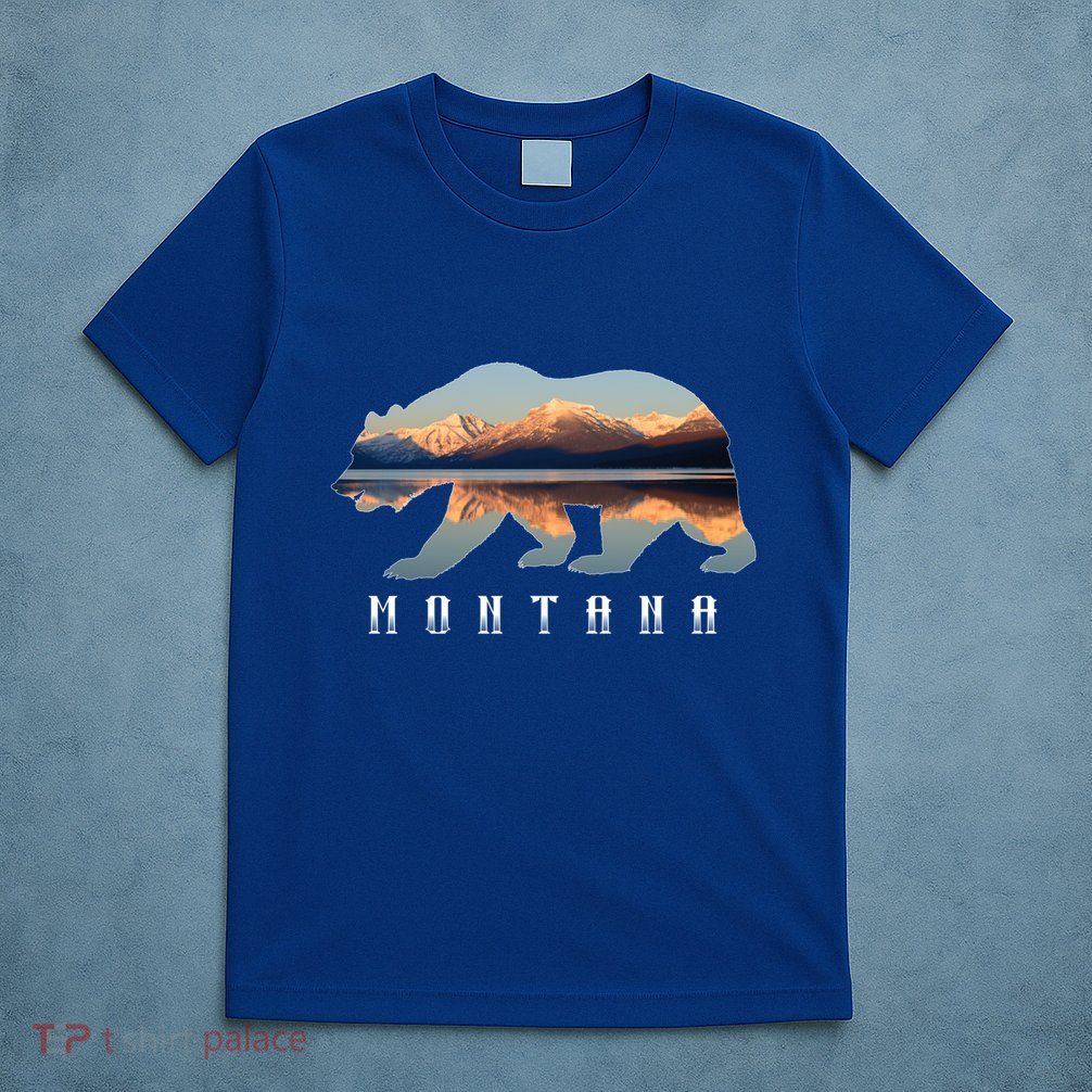 Montana Bear With Glacier National Park Lake Image Souvenir T-Shirt