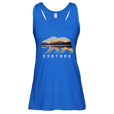Montana Bear With Glacier National Park Lake Image Souvenir Ladies Essential Flowy Tank