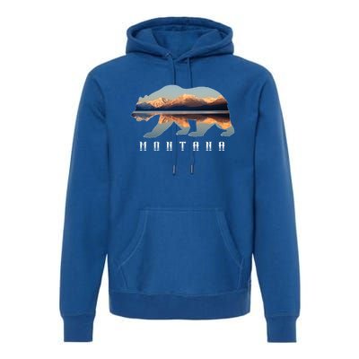 Montana Bear With Glacier National Park Lake Image Souvenir Premium Hoodie