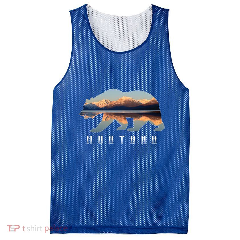 Montana Bear With Glacier National Park Lake Image Souvenir Mesh Reversible Basketball Jersey Tank