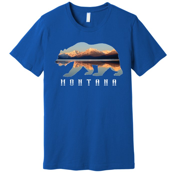 Montana Bear With Glacier National Park Lake Image Souvenir Premium T-Shirt