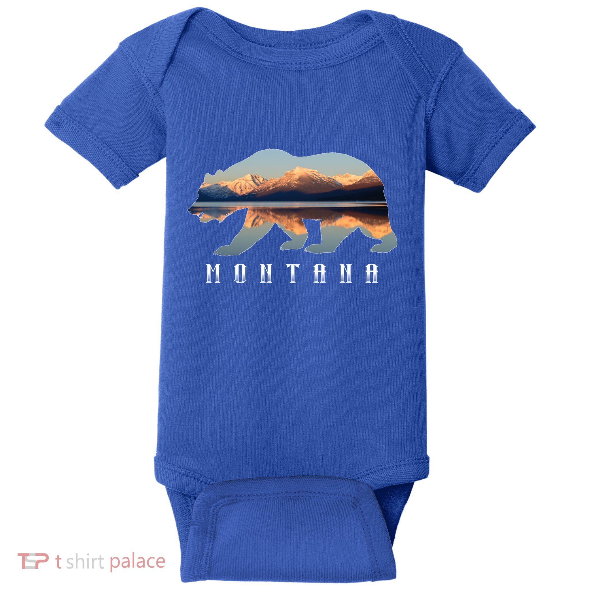 Montana Bear With Glacier National Park Lake Image Souvenir Baby Bodysuit