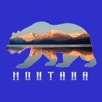 Montana Bear With Glacier National Park Lake Image Souvenir Stripe Pom Pom Beanie