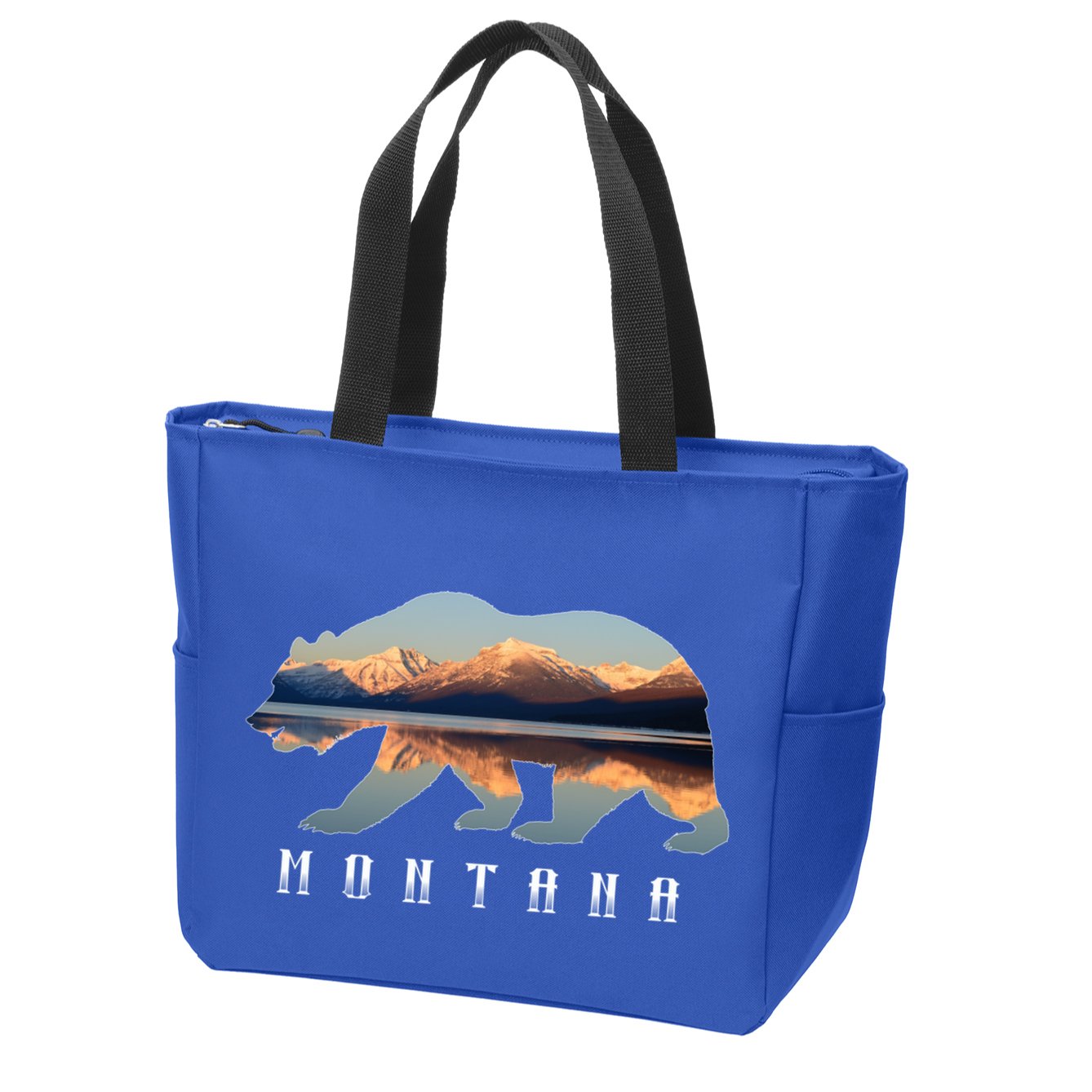 Montana Bear With Glacier National Park Lake Image Souvenir Zip Tote Bag