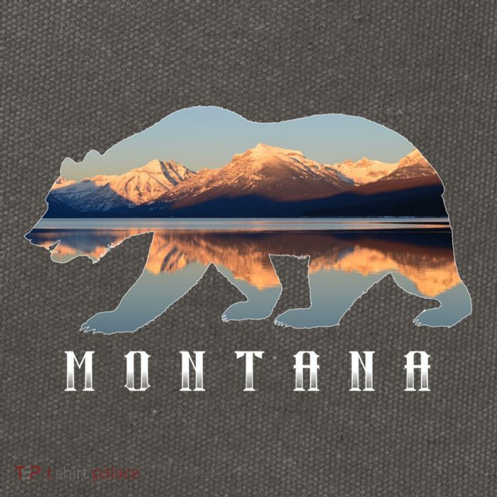 Montana Bear With Glacier National Park Lake Image Souvenir Cotton Canvas Backpack