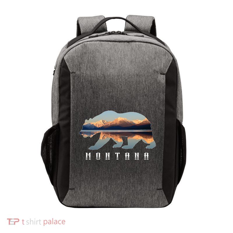 Montana Bear With Glacier National Park Lake Image Souvenir Vector Backpack