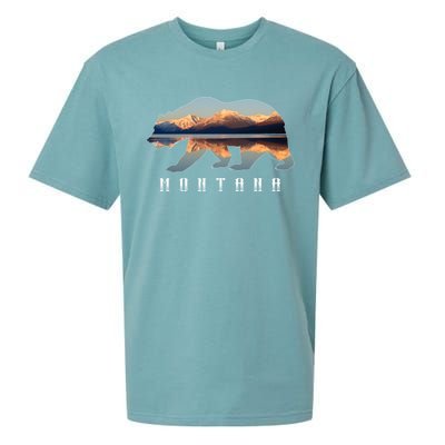 Montana Bear With Glacier National Park Lake Image Souvenir Sueded Cloud Jersey T-Shirt