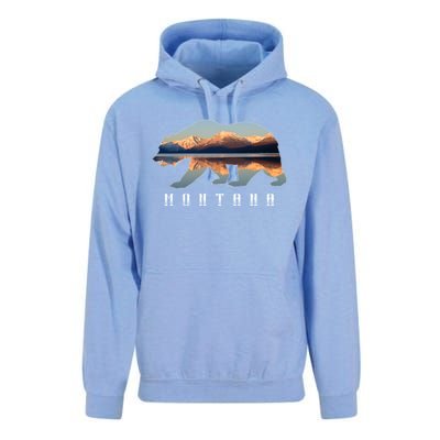 Montana Bear With Glacier National Park Lake Image Souvenir Unisex Surf Hoodie