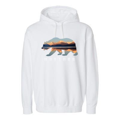 Montana Bear With Glacier National Park Lake Image Souvenir Garment-Dyed Fleece Hoodie