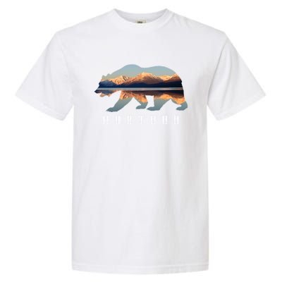 Montana Bear With Glacier National Park Lake Image Souvenir Garment-Dyed Heavyweight T-Shirt