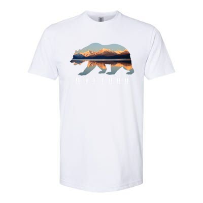 Montana Bear With Glacier National Park Lake Image Souvenir Softstyle CVC T-Shirt