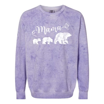 Mama Bear With 2 Best Mother Vintage Cute Gift Colorblast Crewneck Sweatshirt