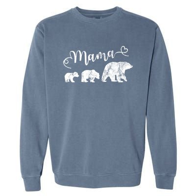 Mama Bear With 2 Best Mother Vintage Cute Gift Garment-Dyed Sweatshirt