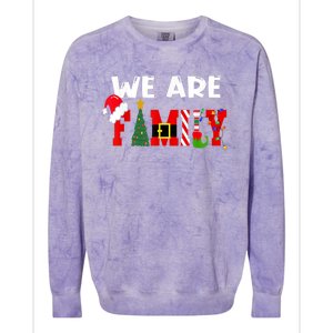 Merry & Bright We Are Family Christmas Matching Pajama Colorblast Crewneck Sweatshirt