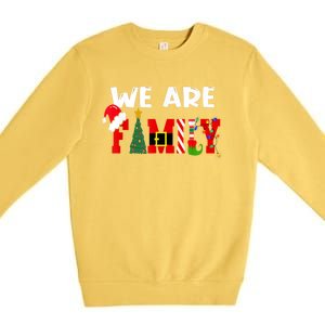 Merry & Bright We Are Family Christmas Matching Pajama Premium Crewneck Sweatshirt