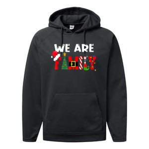 Merry & Bright We Are Family Christmas Matching Pajama Performance Fleece Hoodie