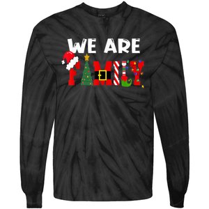 Merry & Bright We Are Family Christmas Matching Pajama Tie-Dye Long Sleeve Shirt