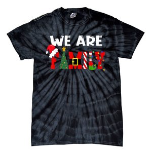 Merry & Bright We Are Family Christmas Matching Pajama Tie-Dye T-Shirt