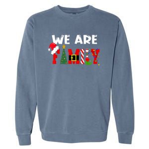 Merry & Bright We Are Family Christmas Matching Pajama Garment-Dyed Sweatshirt