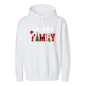 Merry & Bright We Are Family Christmas Matching Pajama Garment-Dyed Fleece Hoodie