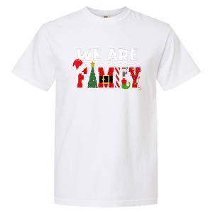 Merry & Bright We Are Family Christmas Matching Pajama Garment-Dyed Heavyweight T-Shirt