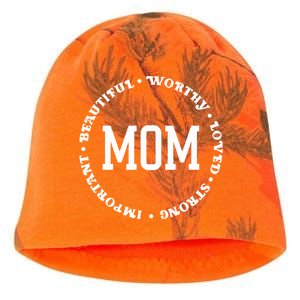 Mom Beautiful Worthy Loved Strong Important Gift Kati - Camo Knit Beanie